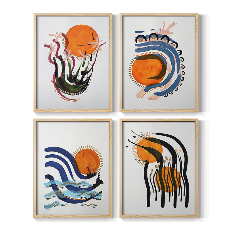 «Earth Gravure I», ensemble de 4, Naturel, H 20 po x l 16 po