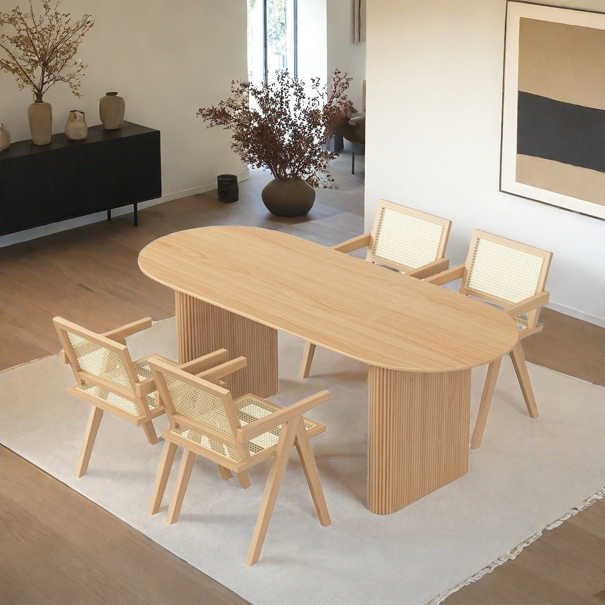 HEshihome Simple Oval Solid Wood Dining Table Sets | Wayfair