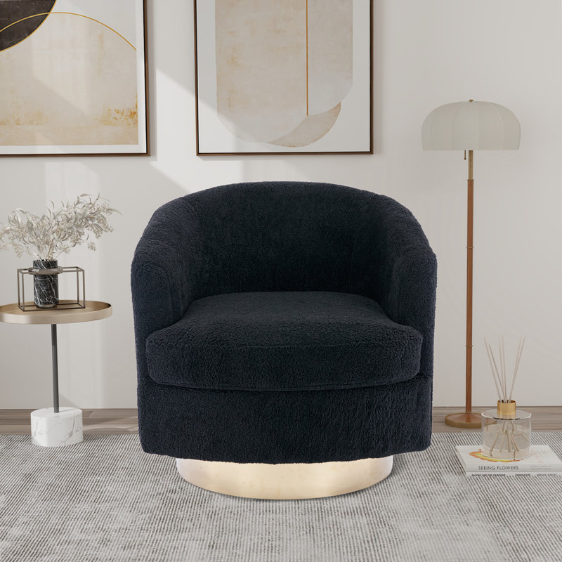 Fauteuil demi-tonneau pivotant Mohun, Bouclé noir
