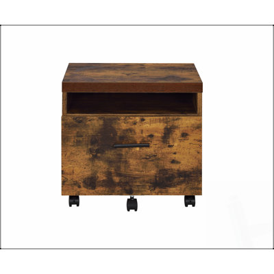 Classeur en chêne vieilli et finition noire avec tiroirs spacieux pour un rangement organisé et une esthétique moderne
