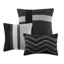 Édredon en faux suède noir pour grand lit 7 pièces - doux et rembourré, grand, coussins décoratifs inclus-131204775-131204776