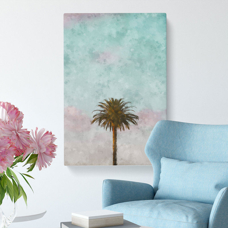 Sunset Palm Tree - Wrapped Canvas, 60cm H x 40cm W x 3cm D