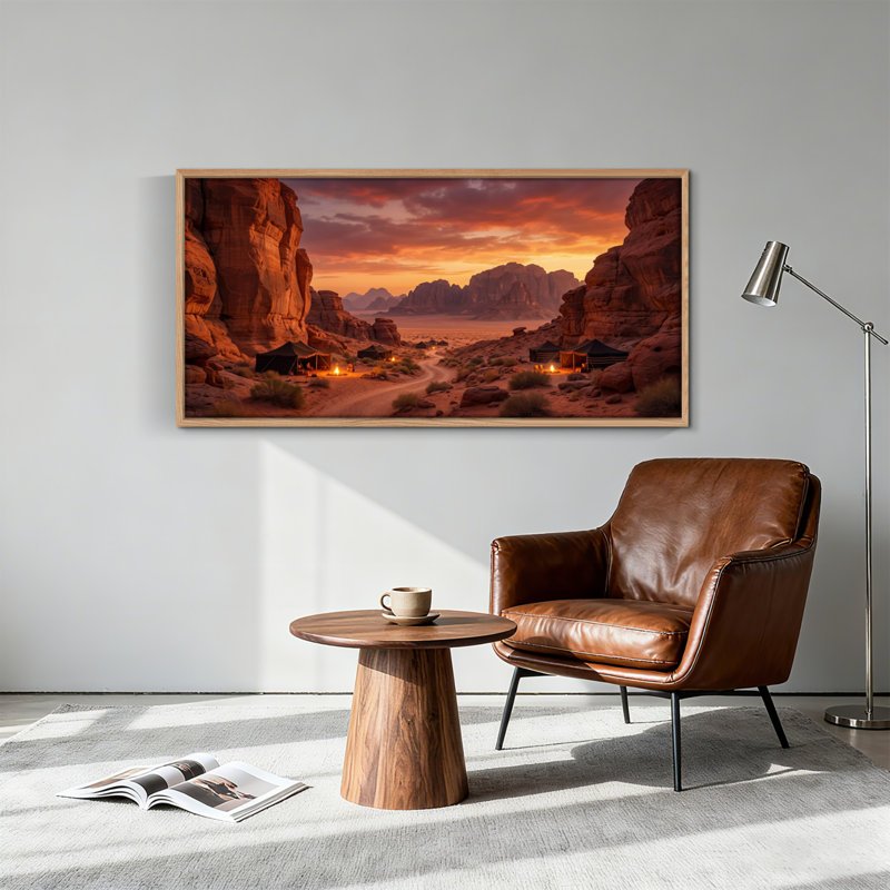 «Desert Sunset», reproduction d'art sur toile encadrée de 1 x 58 x 28 po, 58 po x 28 po