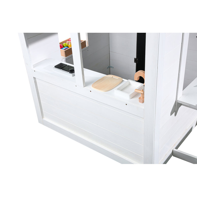 Zahara White and Black Wooden Playhouse with Kitchen