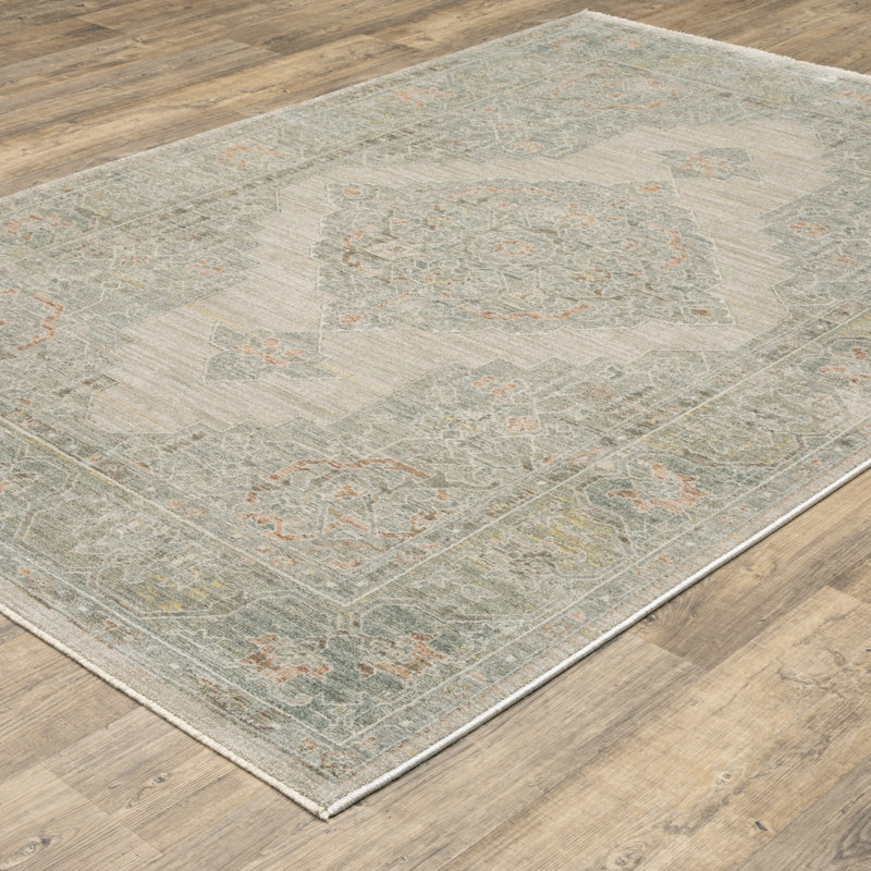 Kulas Global Medallion Beige/ Multi Area Rug, Rectangle 6'7" x 9'9"