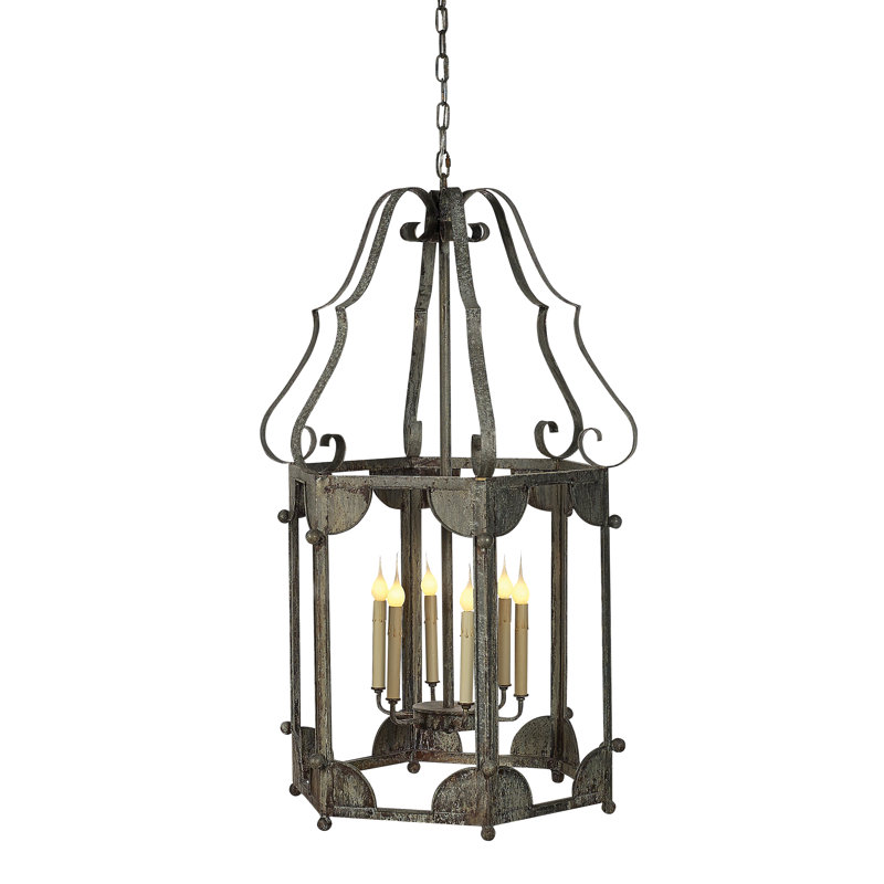 Wilmington 6 - Light Lantern Geometric Chandelier, Deep Ocean