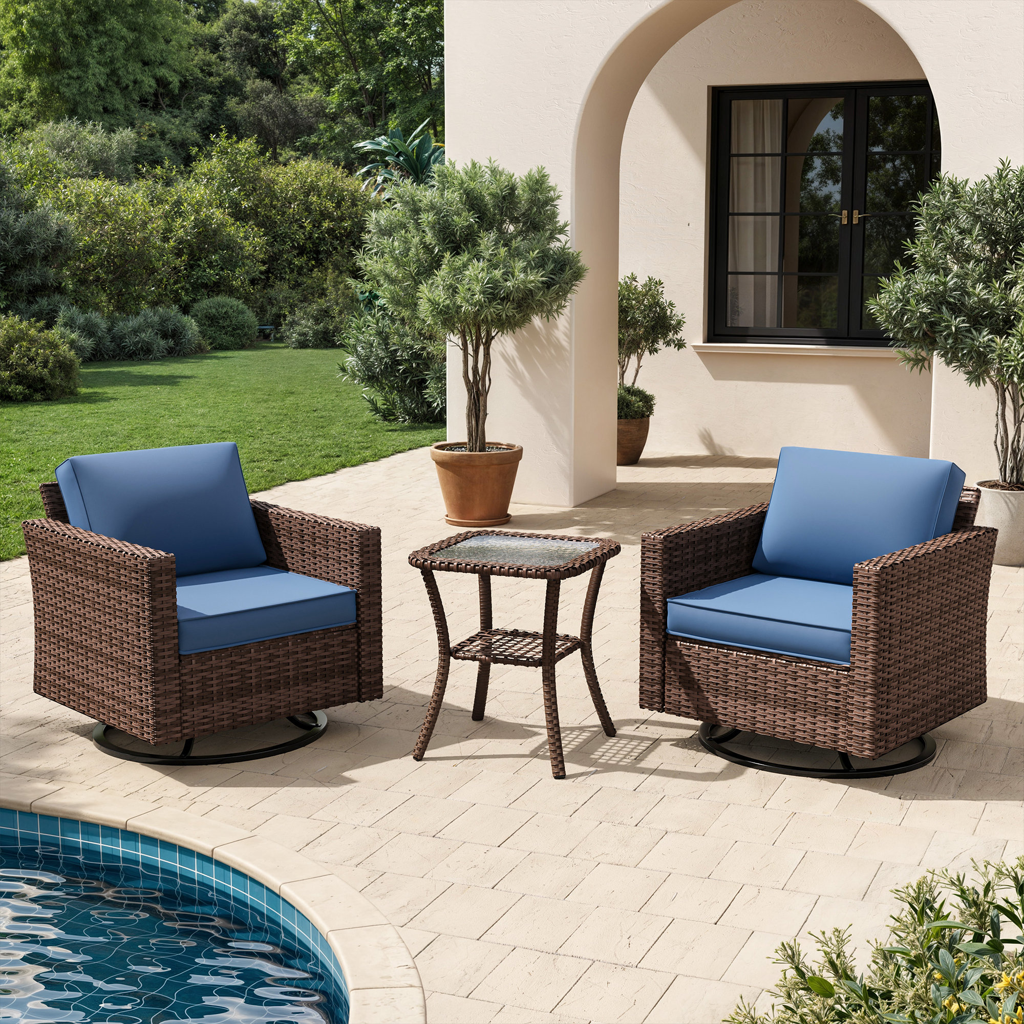 Ebern Designs 3 Piece Outdoor Wicker Sofa With Shelf - Wayfair Canada