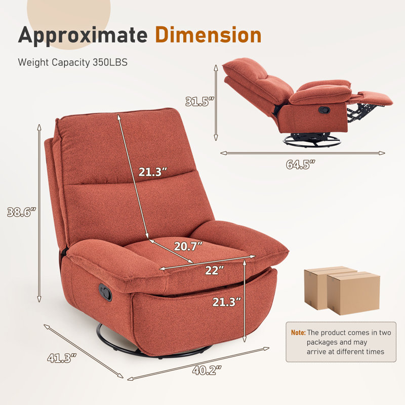 Fauteuil inclinable pivotant Cozy Chenille, Rouge