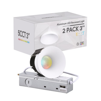 Lumières encastrées à DEL de 5 ct 3 pouces, antireflet profond, cadre étroit, humide disponible, sélectionnable 2700k-6500k