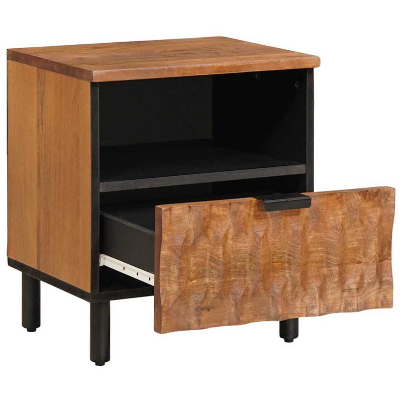 40cm W Solid Wood Bedside Table, Brown