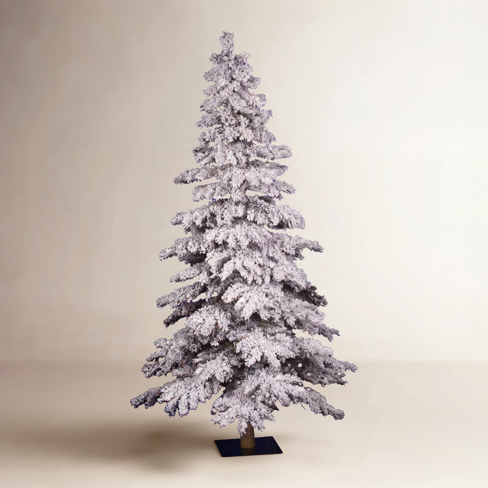 Flocked Spruce Alpine 7' Pre-Lit Spruce Tree, 6' H