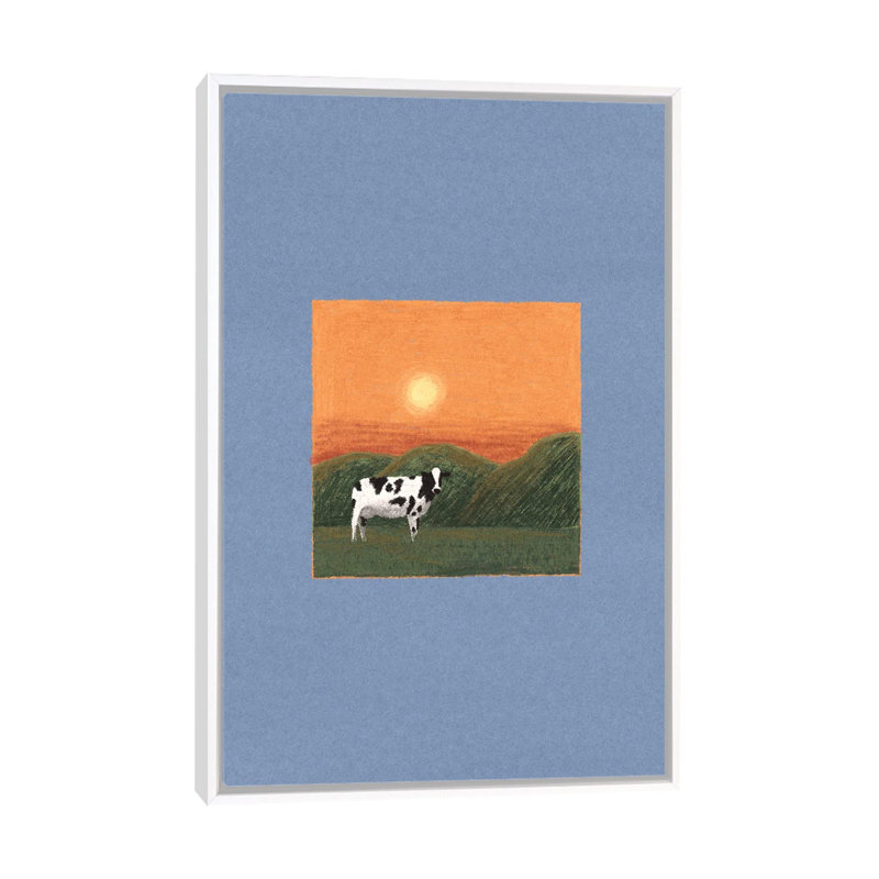 «Lonely Cow», reproduction d'art sur toile encadrée, H 26 po x l 40 po, Impression sur toile flottante sans passe-partout