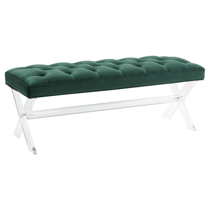 Bree Velvet Upholstered Bench, Forest Green