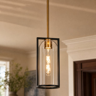 Sandrell 1-Light 12" H Gold/Black Pendant