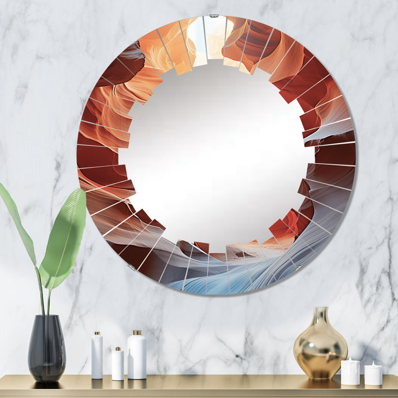 Varenna - Miroir mural rond Canyon, 32 po x 32 po
