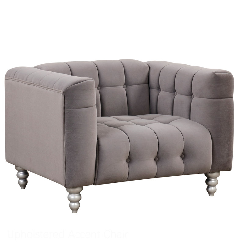 Aisyah Upholstered Armchair, Gray Polyester