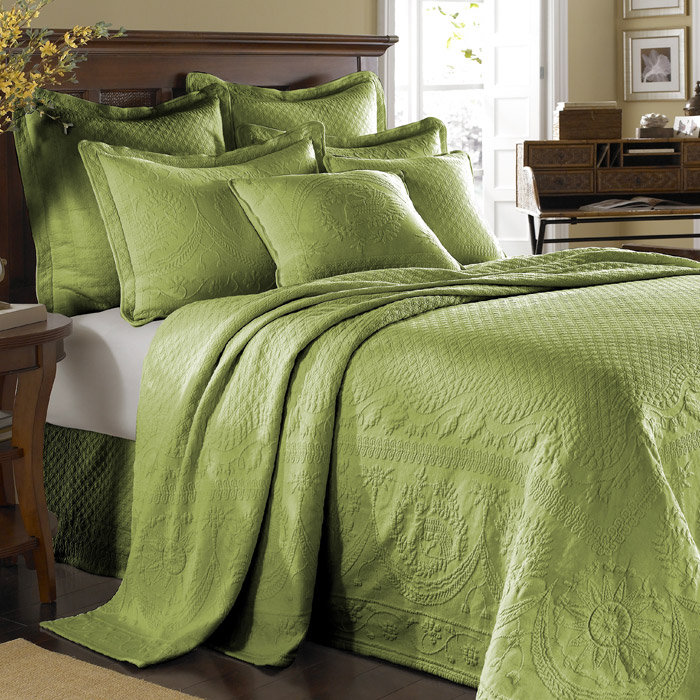 Charleston Blue King Cotton Matelasse Bedspread Set