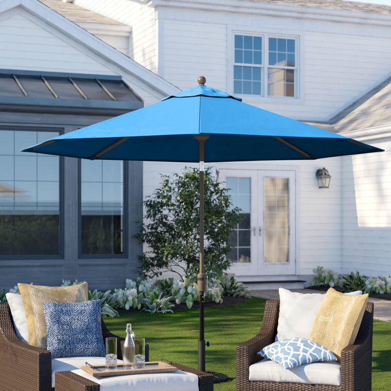 Parasol de marché 9 pi Hargus, Toile Sunbrella® bleu pacifique