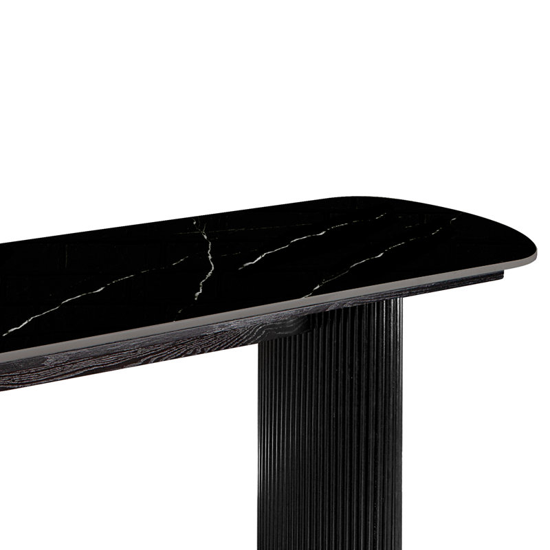 Serwon 47" Marble Console Table, Black, Black