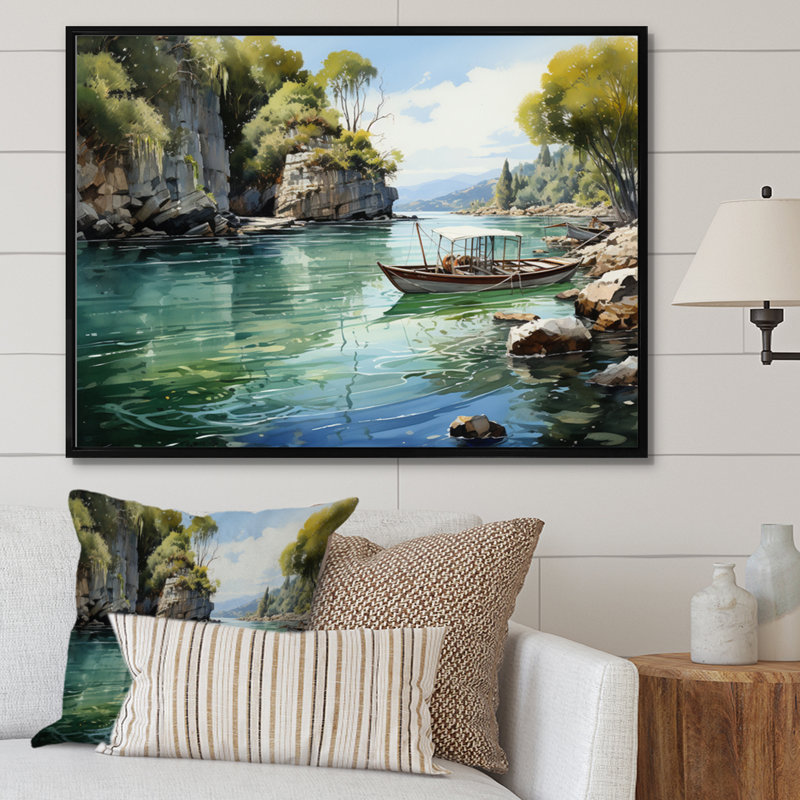 " Boat In Vietnam Tropical Paradise ", H 16 po x l 32 po x P 1 po, Cadre flottant noir