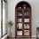Bibliothèque de 63 po de hauteur avec 2 grandes portes en verre, armoire de rangement à 5 niveaux avec tablette ajustable Farmhouse, pour salon, salle à manger, cuisine, noyer