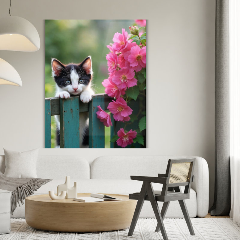 Chaton, art mural en verre trempé, H 16 po x l 12 po