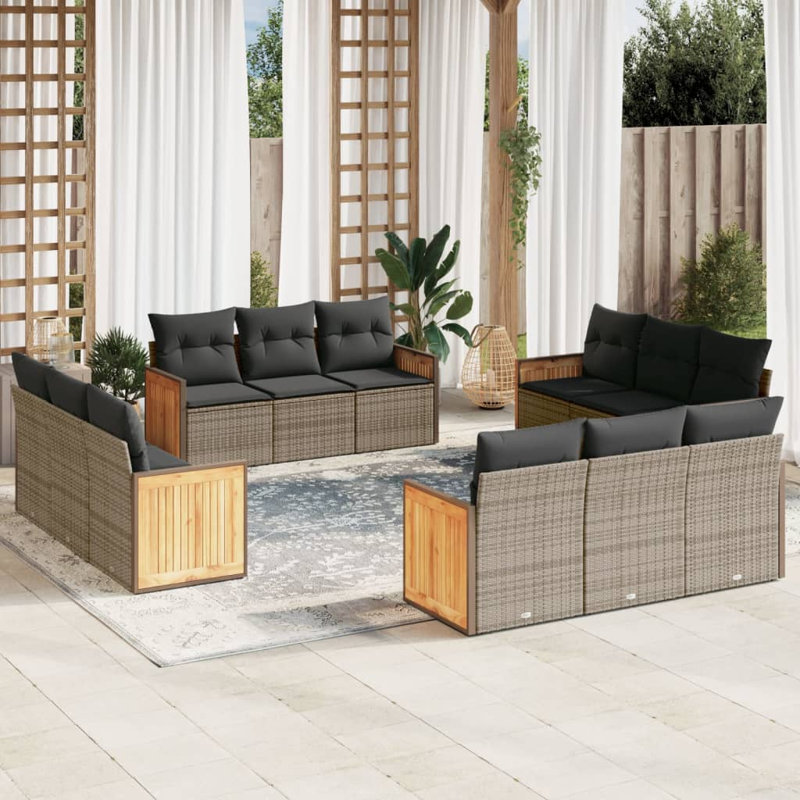  Ensemble de canapé de jardin gris, Gris foncé