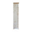 Bibliothèque à quatre niveaux en bois avec plateau arqué beige et blanc
