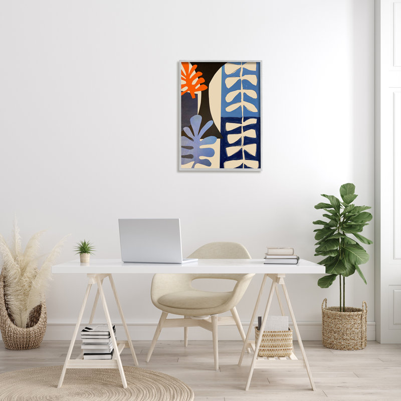 " Funky Plant Leaves Modern " by Deborah Velasquez, 30" H x 24" W x 1.5" D, Farmhouse Gray Framed Giclee