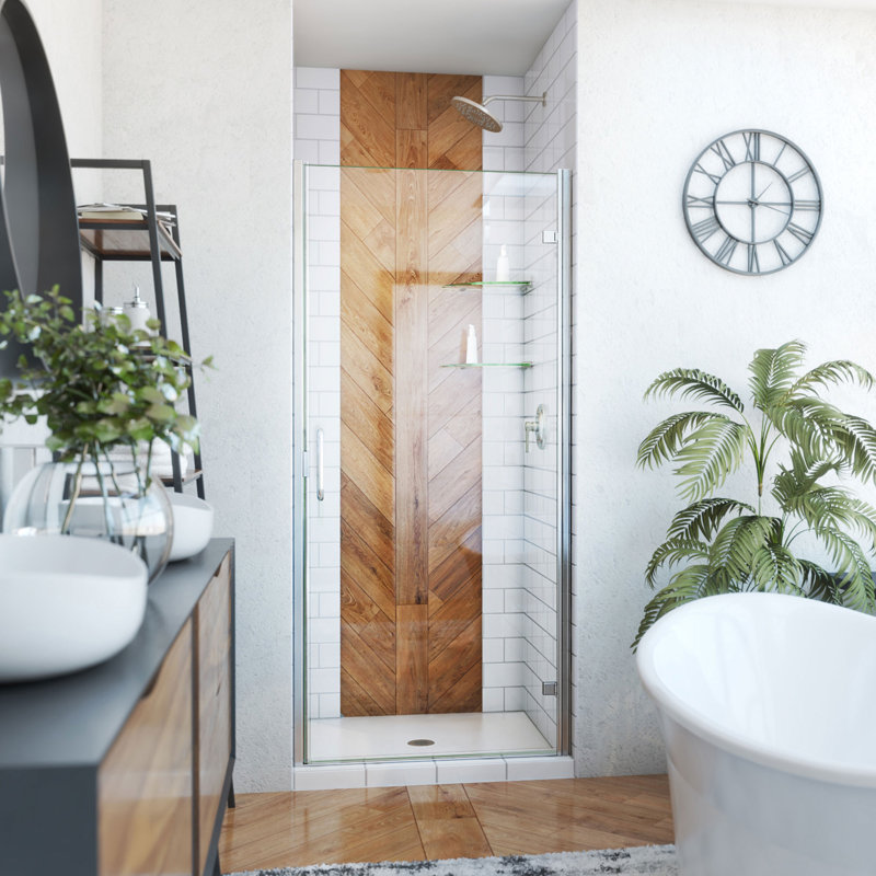  Porte de douche battante en nickel brossé DreamLine Alliance l 33 à 34 po x H 72 5/8 po, 34", Nickel brossé