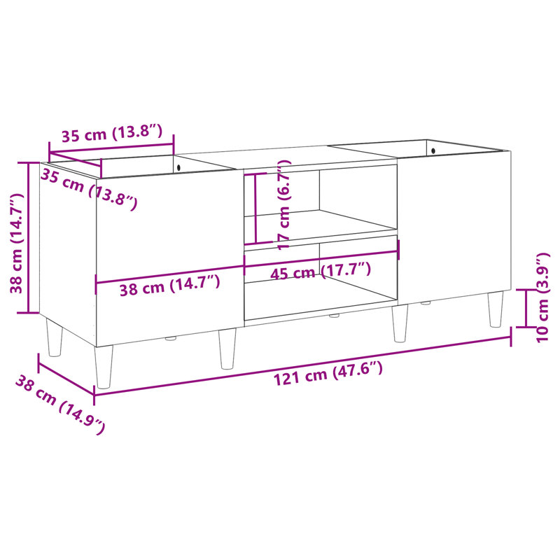 48cm H Media Shelves, Concrete Grey