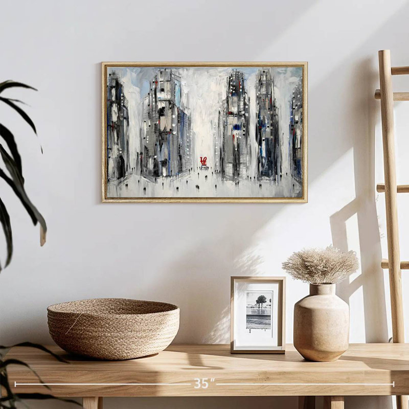 Urban Love I, 19 po x 13 po, Cadre flottant en bois naturel