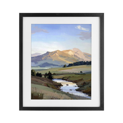 Across The Valley River, reproduction sous verre encadrée, design par Alonza Saunders