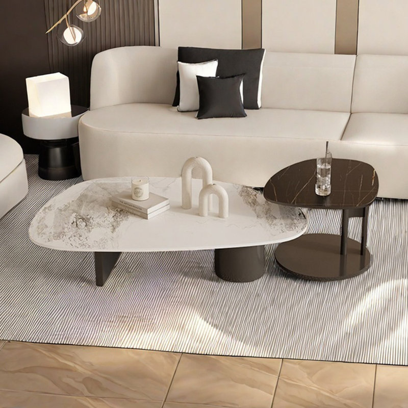 Table basse Wabi-sabi, Brun, Blanc / Brun