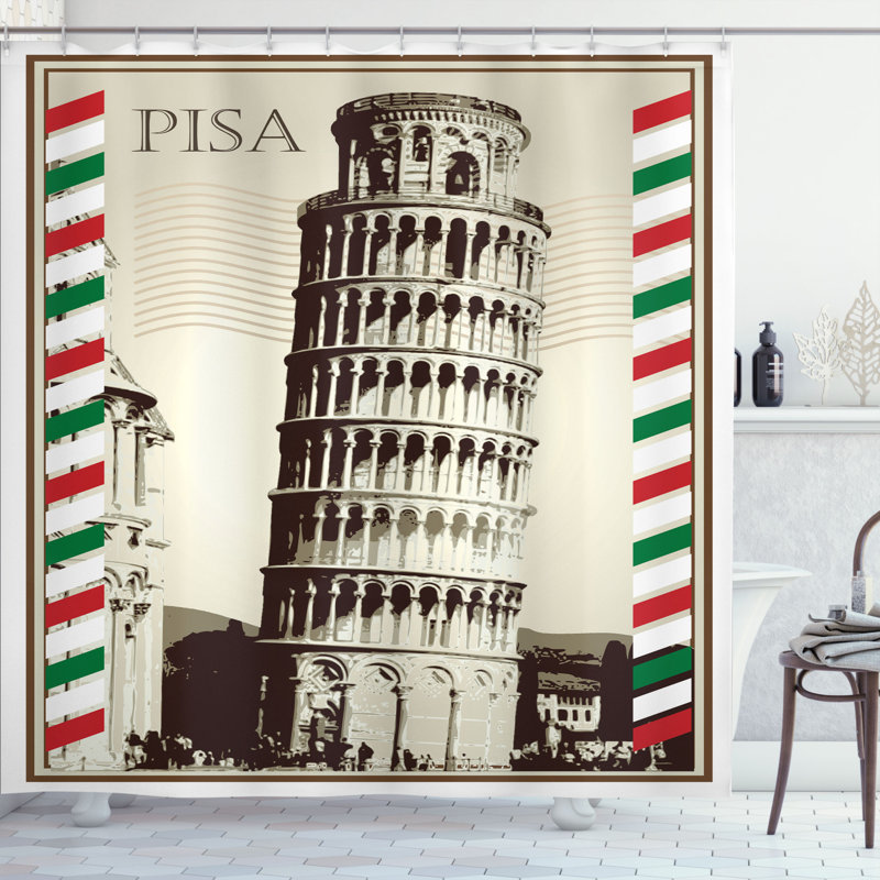 Ensemble de rideau de douche et crochets pisa, H 70 po x l 69 po