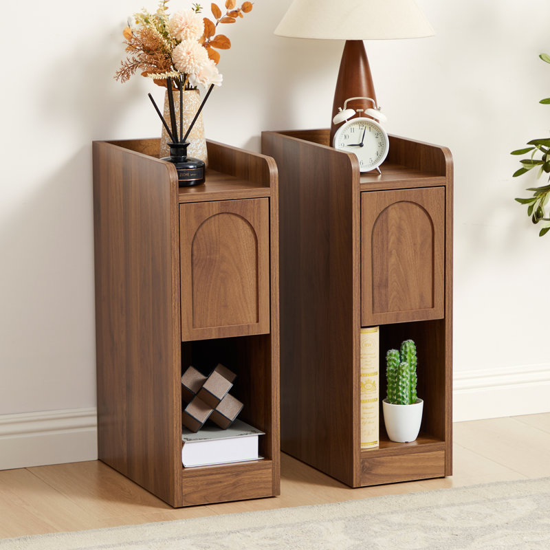 Narrow End Table Storage, Brown
