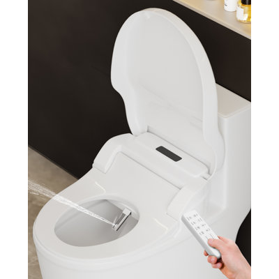 Elongated Toilet Seat Bidet Multiple Spray Modes Wireless Remote Self-Cleaning Nozzle Seat Sensor