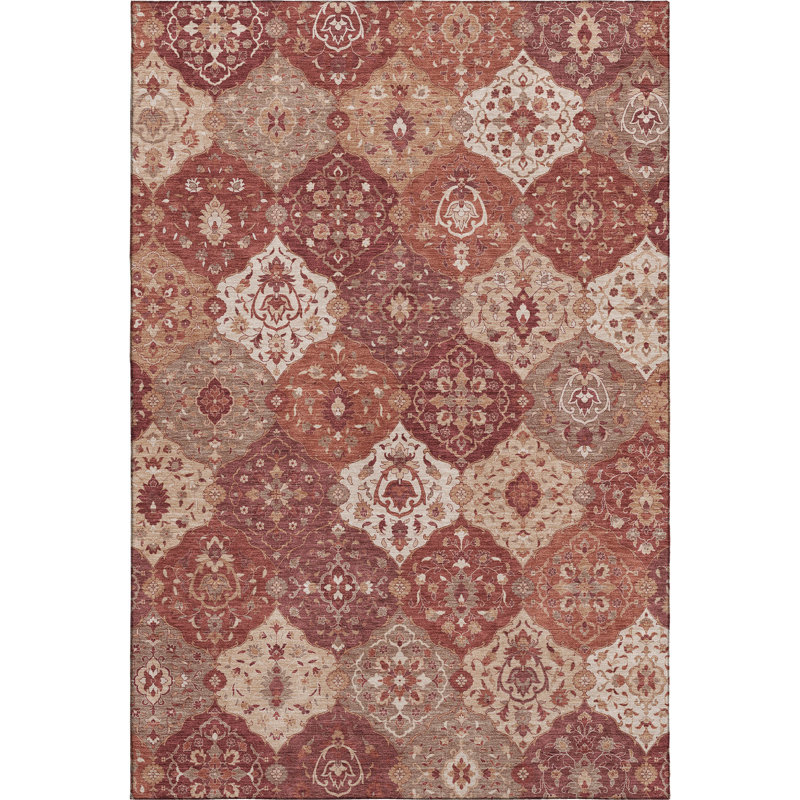 Premium Machine Washable Mayfield AMF2292 Panel Rug, Brick, 10' x 14'