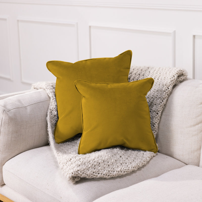 Rectangle Lumbar Microfiber Pillow with Piping, 2-pack, Square 18", Dijon