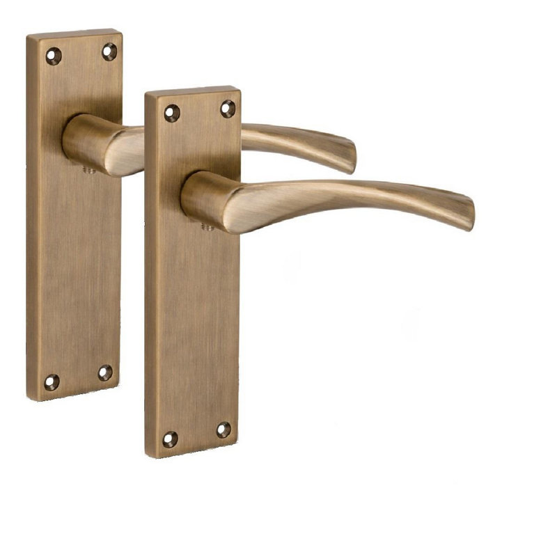 Golden Grace 1 Pair Victorian Design Astrid Door Handle Antique Brass Finish Bathroom and Lock Set - 150mm x 40mm
