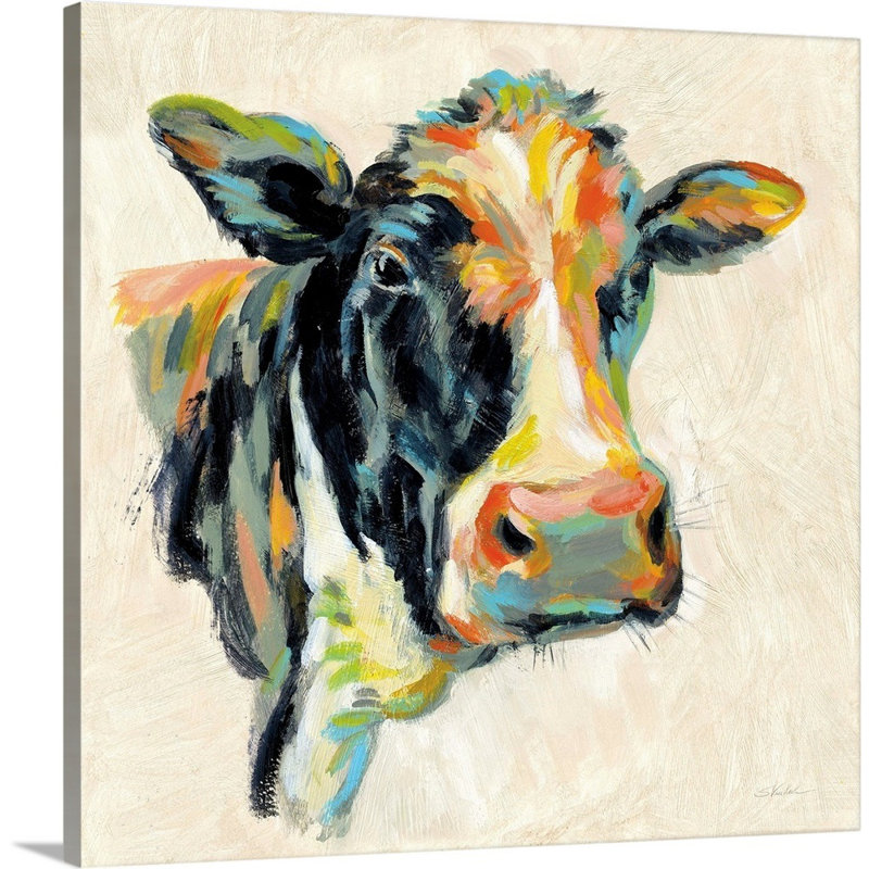 «Expressionistic Cow I», art mural sur toile, Toile tendue, H 30 po x l 30 po x P 1 po