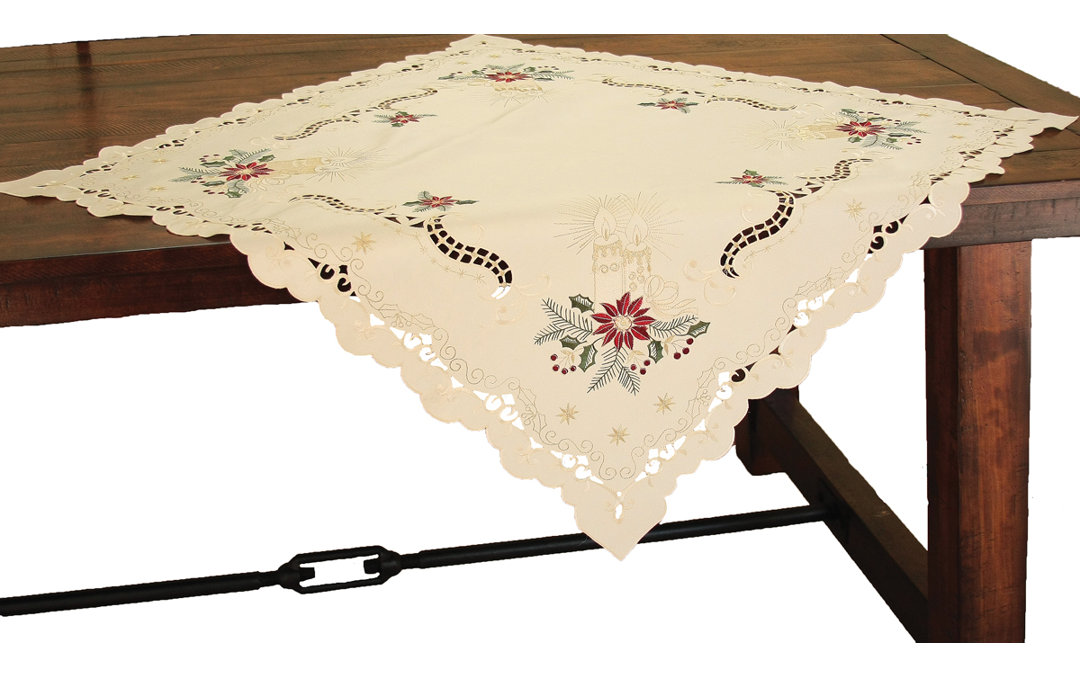 Golden Glow Embroidered Cutwork Christmas Table Topper The Holiday Aisle®