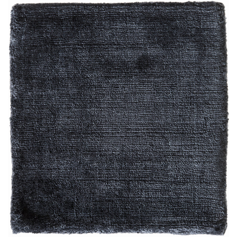 Tapis bleu marine en soie tissé à la main Aerys, Rectangle 9 pi x 12 pi