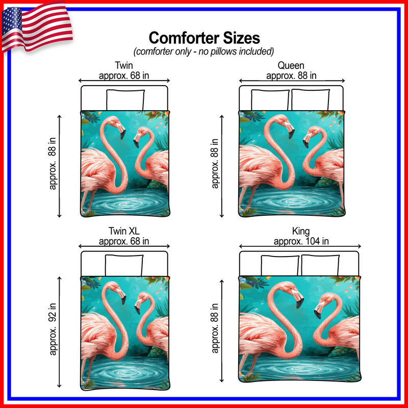 Pink Flamingos With Flowers Comforter, Twin Extra Long