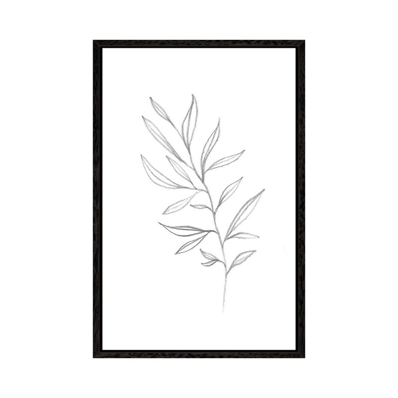 Line Art Plant - Print on Canvas, 66.04cm H x 45.72cm W x 3.81cm D, Black Framed