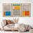Abstract Vibrant Color Blocks " Mid-century Modern Multicolor Block Colorful Framed Abstract Geometric Canvas Print Wall Art " 3 - Pieces-75848669-75848670