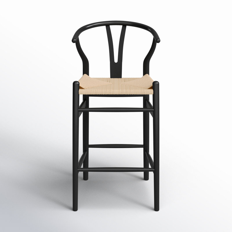 Margo 26.7" Counter Stool with Solid Wood Frame, Beige/Black