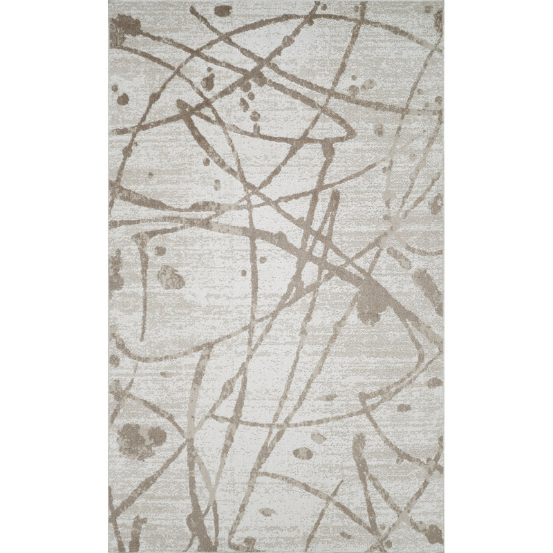 Machine Washable Archie Beige/Brown Rug, Rectangle 5' x 8'