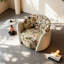 Chaise d'appoint incurvée 32 po en jacquard chenille beige l 32,68 po pour le salon