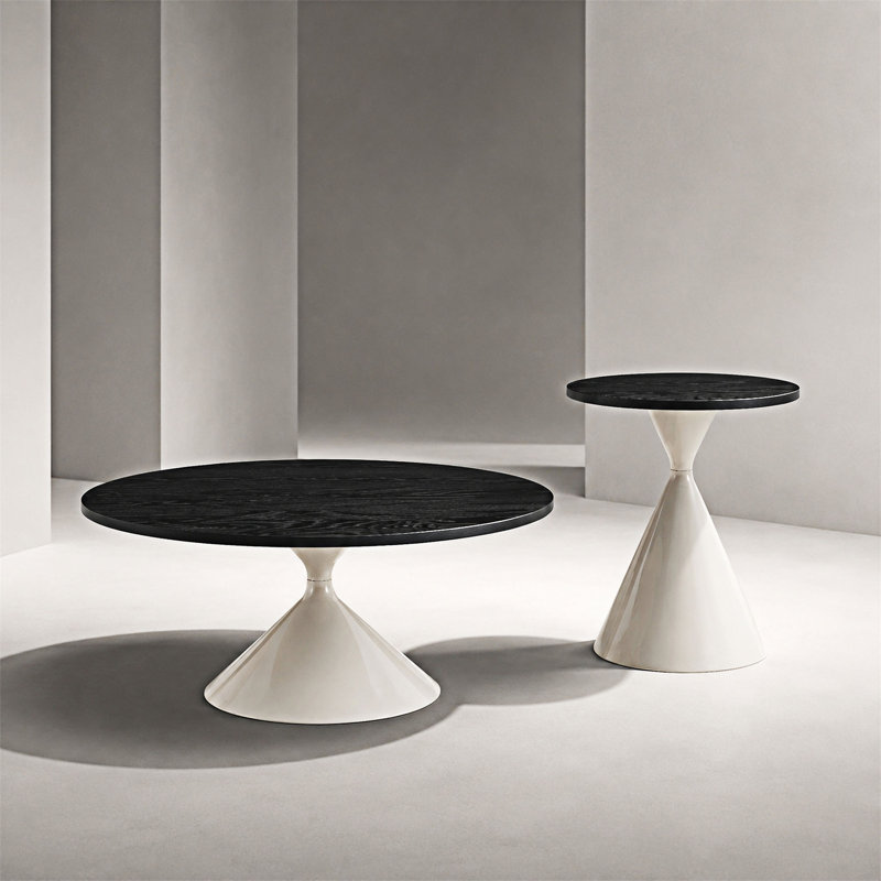 Ensemble de 2 tables basses, Noir / Blanc